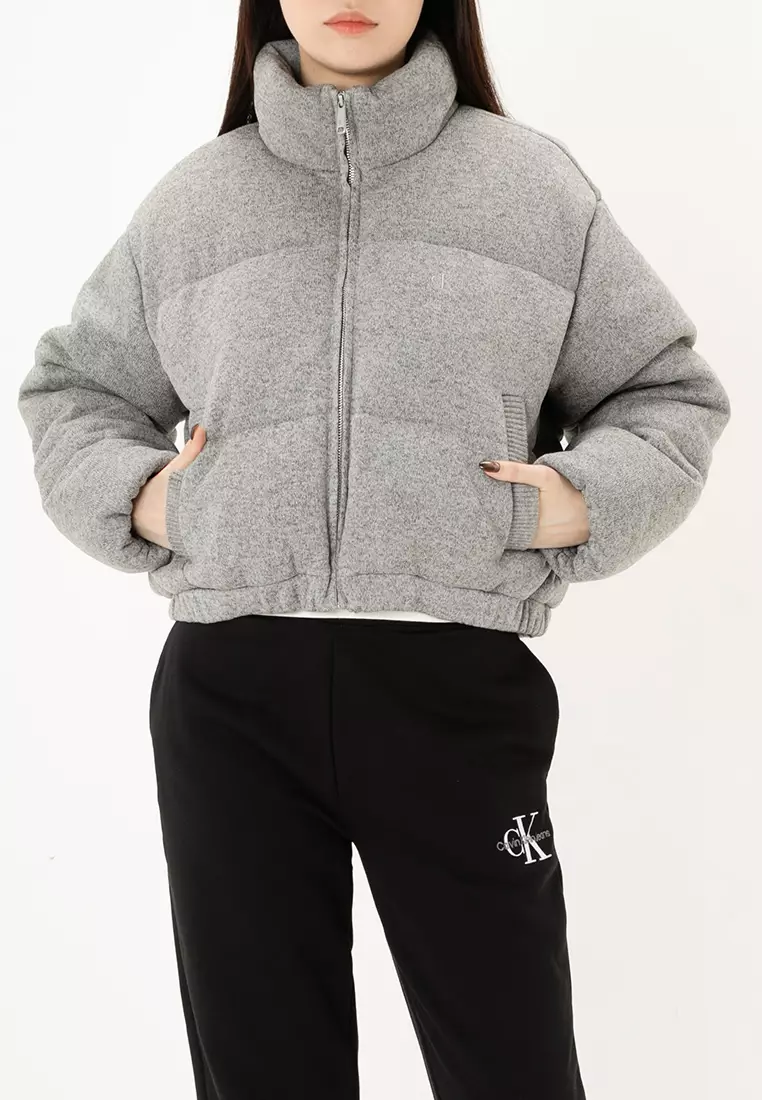 Calvin Klein Grey Cropped Puffer Coat Buy Calvin Klein Cropped