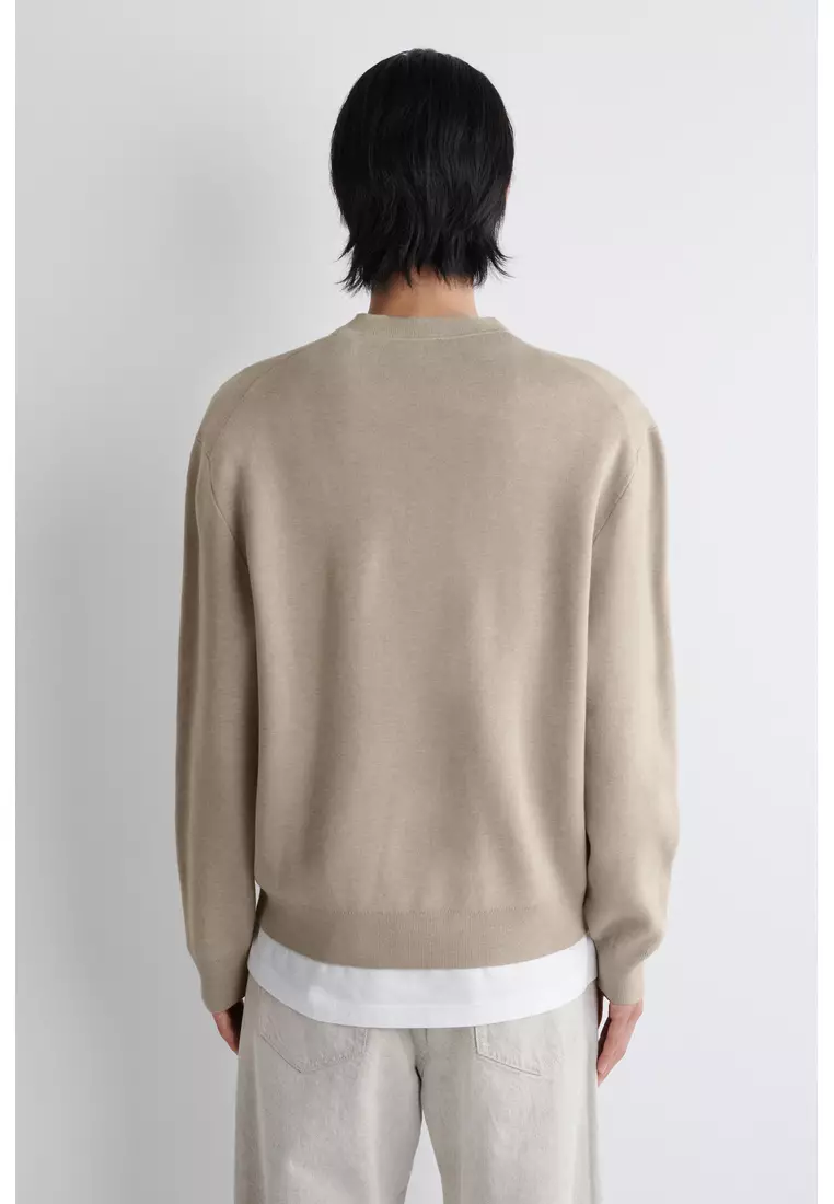 DOUBLE-FACED BOMBER-NECK KNITTED JUMPER