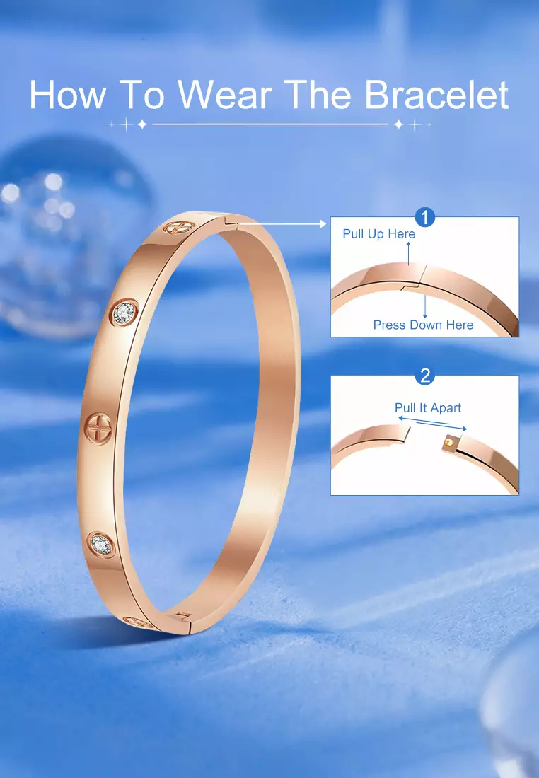 Gelang Titanium Wanita Fashion Elegan Perhiasan Cewek Original Adjustable Size Kotak Indah Set