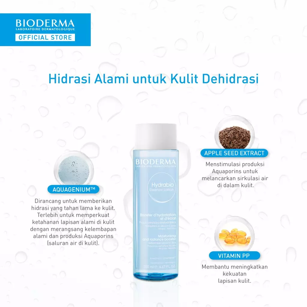 Bioderma Hydrabio Essence Lotion 200 ml - Toner Essence untuk Kulit Dehidrasi / Kering Dan Sensitif