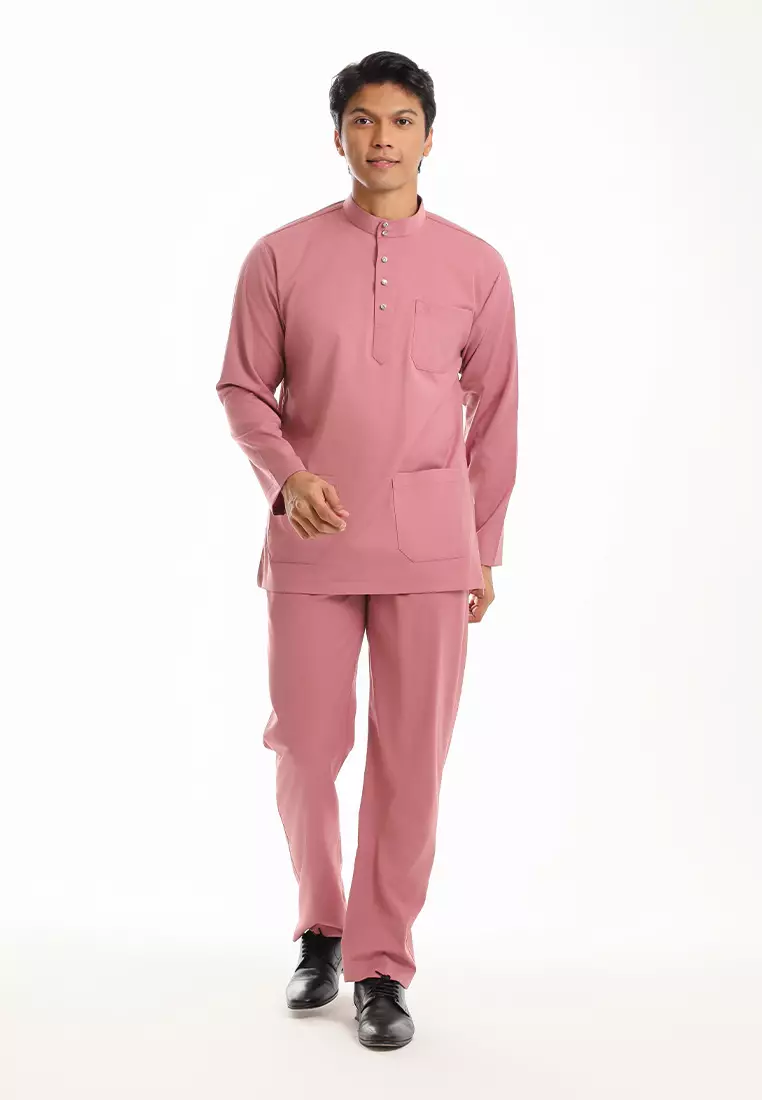 Forest x Hatta Dolmat Baju Melayu Cekak Musang Dewasa - BM24104-59LotusPink