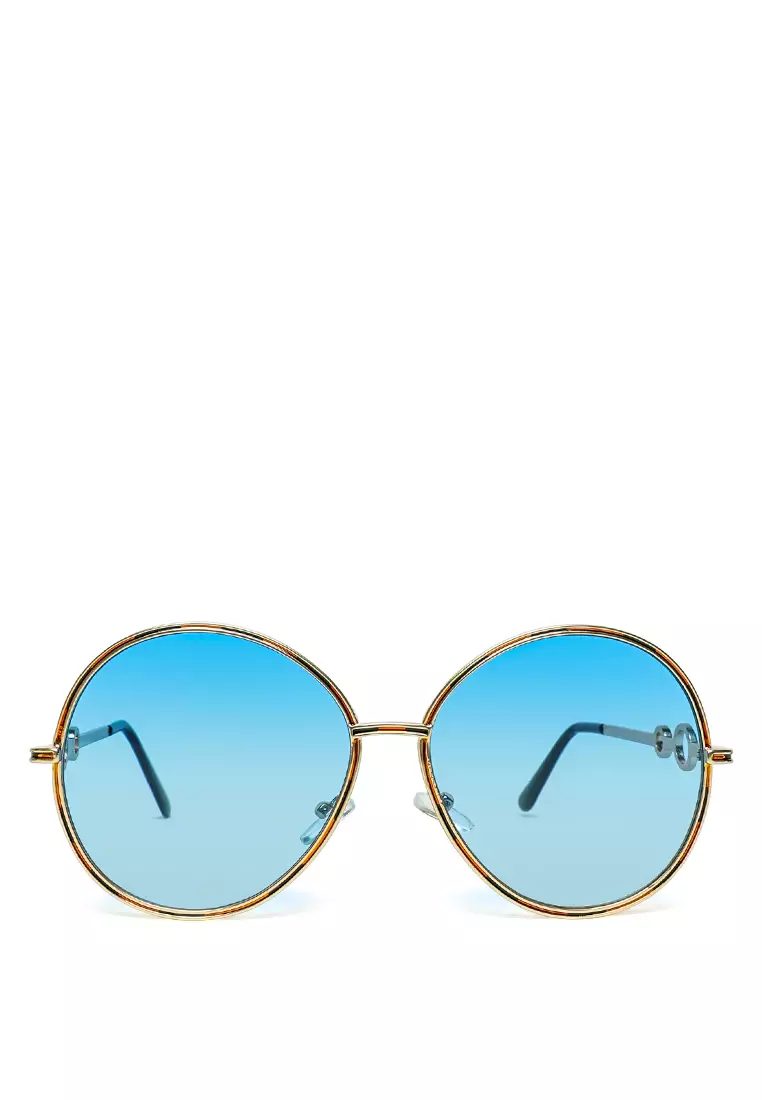Blue Oversized Full Rim Oval Sunglasses