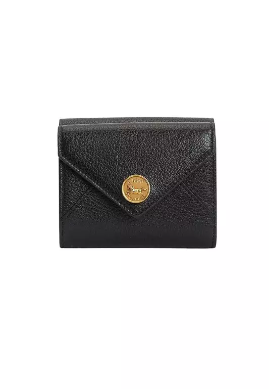 Small Envelope Trifold Wallet In Grained Leather Black CHC25SP543O93