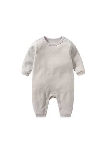 AKARANA BABY grey Quality Newborn Baby Long Sleeve Bodysuit / Baby Sleepwear One-Piece Double Sided Dupion Cotton - Grey F04E7KAAC9B0B8GS_1