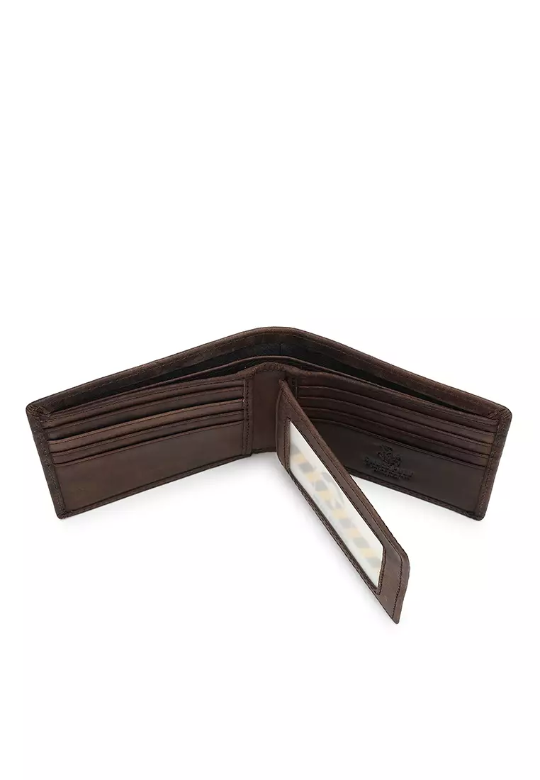 Genuine Leather RFID Short Wallet - Brown