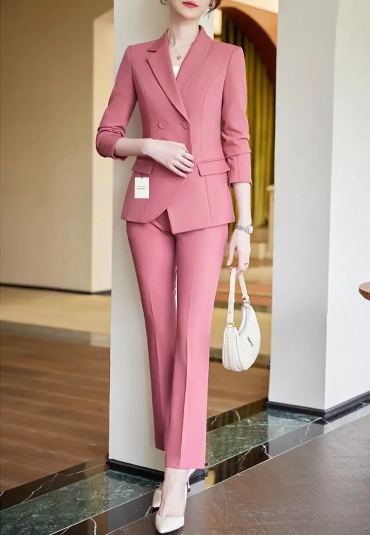 3 Pieces Women Pants Suits Jacket Formal Corset Pant Blazer Peak