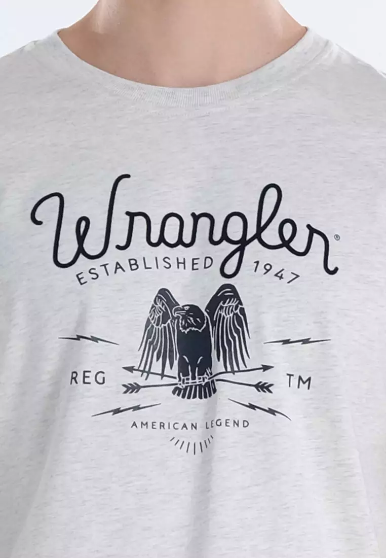 Logo Print T-Shirt for Mens in Oatmeal Color