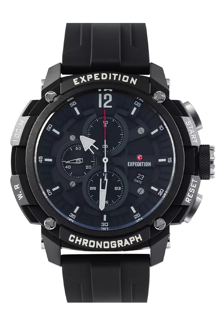 Expedition - Jam Tangan Chronograph Pria - Black - Rubber Strap - 6781PMCRTBBAGR