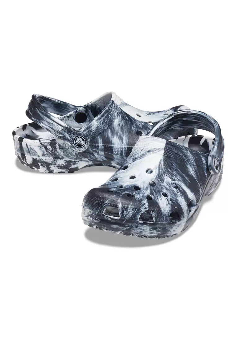 Crocs - 男女皆宜 Classic Marbled 涼鞋 - 白/黑