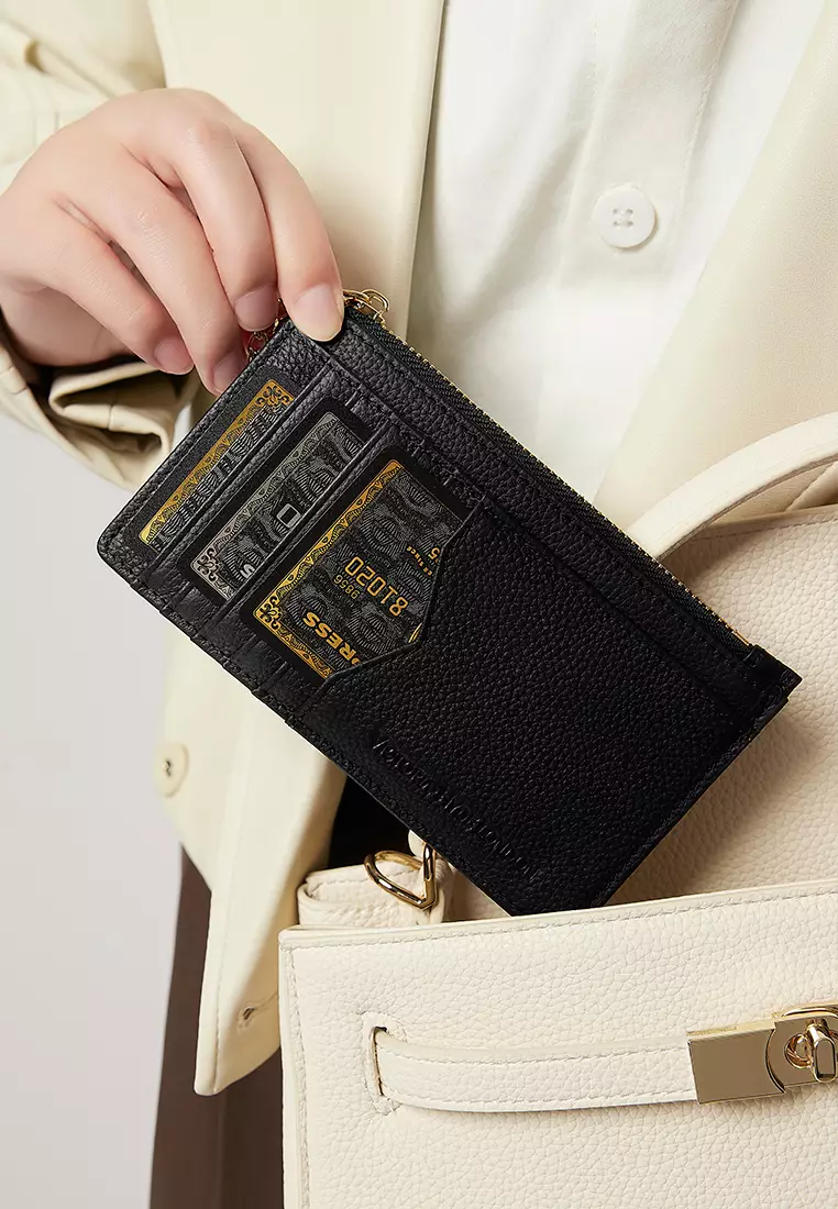 Amilie 卡包 真皮环扣小号拉链卡包 10+卡位-黑色