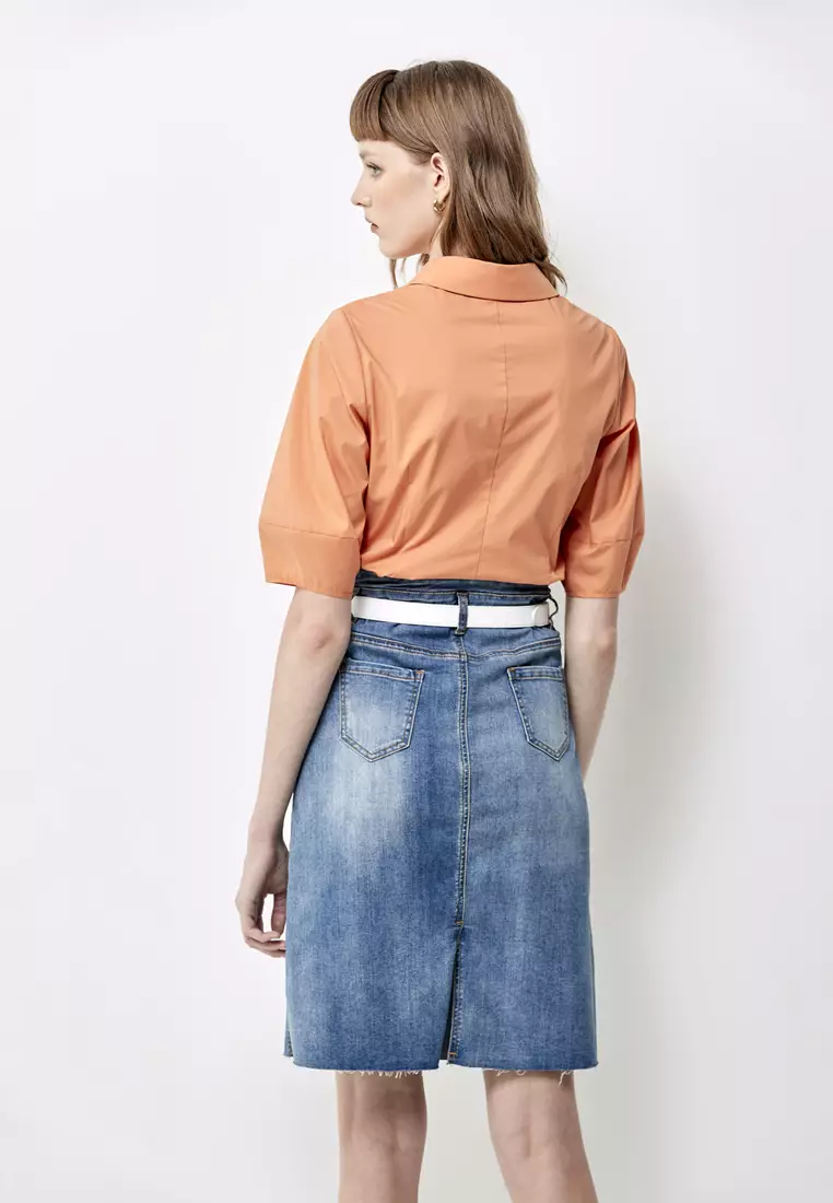 Fake Two Piece Lantern Sleeve Blouse