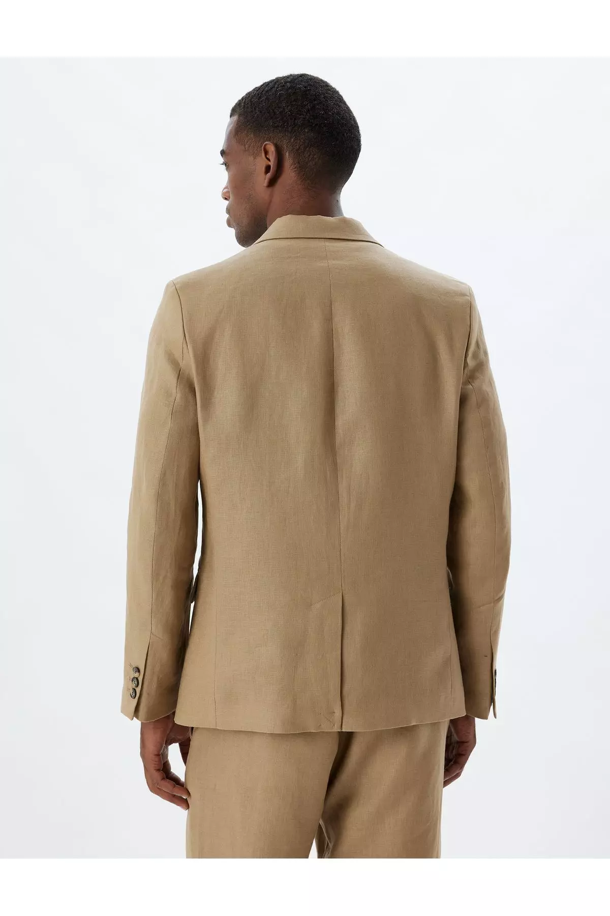 Linen Jacket Blazer Slim Fit Buttoned Pocket Detailed