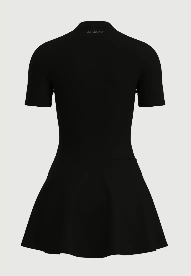 Noir Wave Black Short Sleeves Swimdress