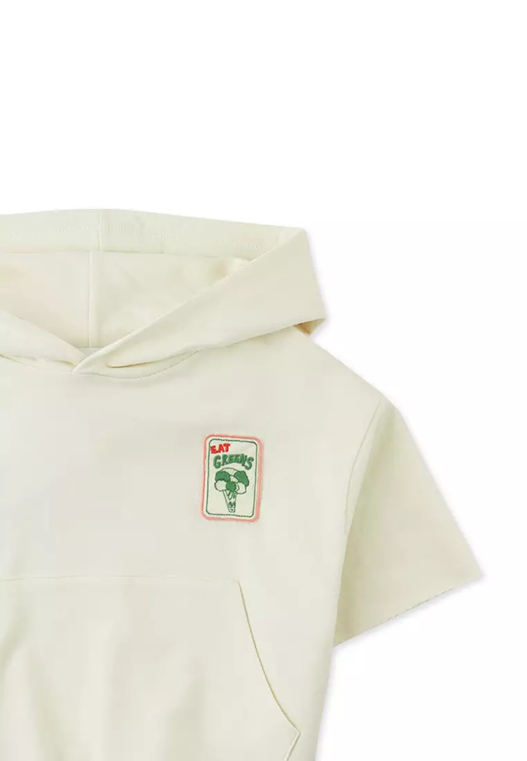 Girls Zoe Hooded Terry Top Wtih Veggies Badge
