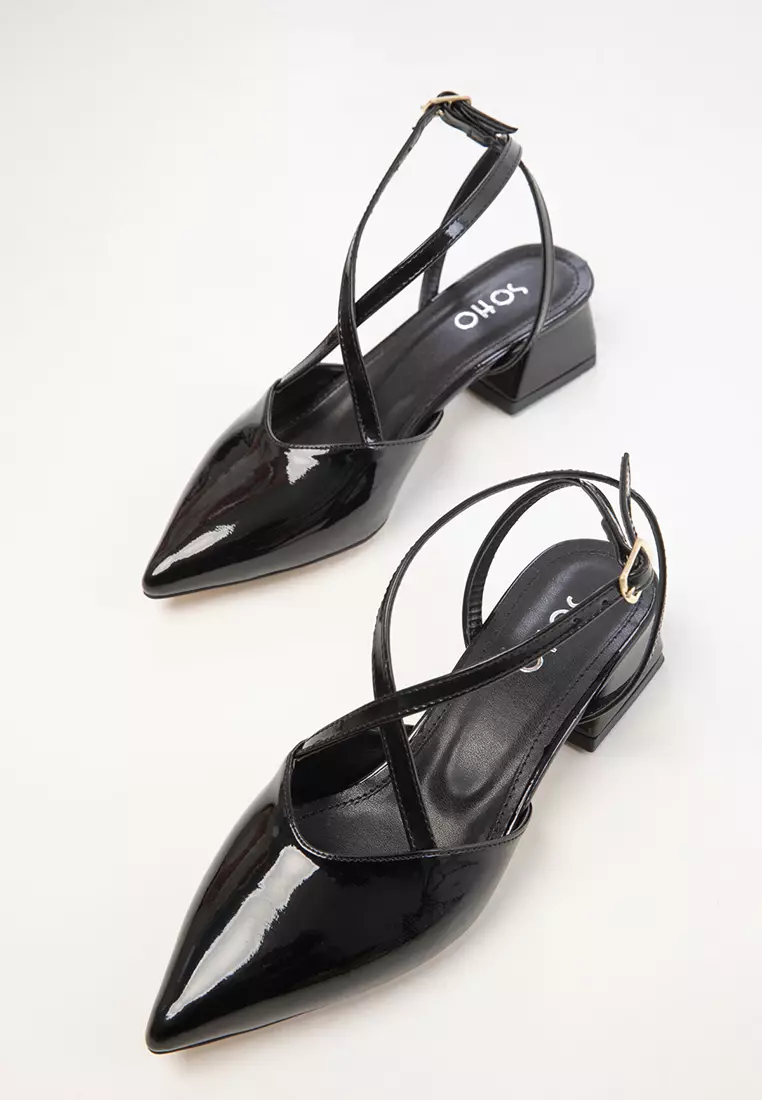 Black Patent Leather Women's Classic Heeled Shoes 20422