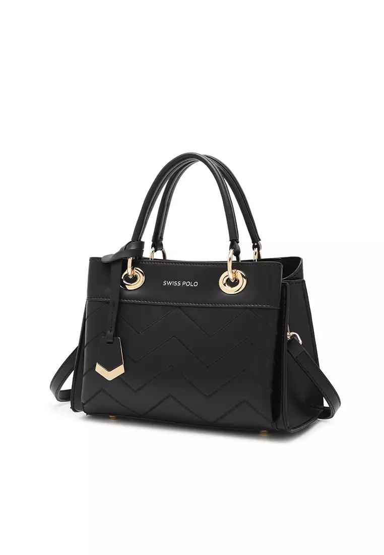 Women's Zig Zag Quilted Top Handle Bag / Crossbody Bag / Shoulder Bag (Tas Selempang Wanita / Tas Tangan Wanita / Tas Bahu Wanita) - Hitam