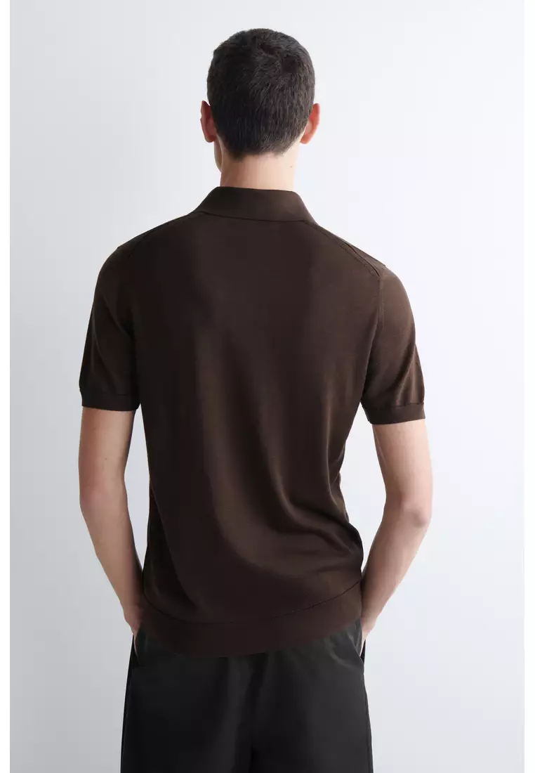 SLIM KNITTED SILK POLO SHIRT