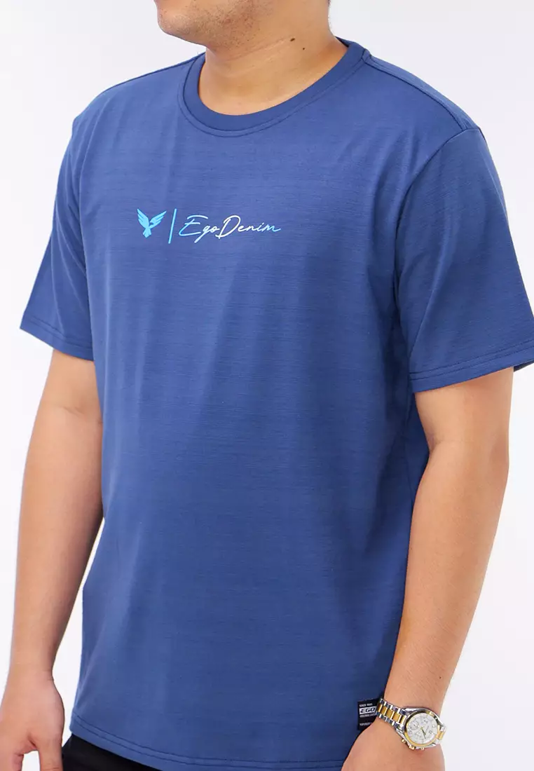 Round Neck Streaky Short Sleeve