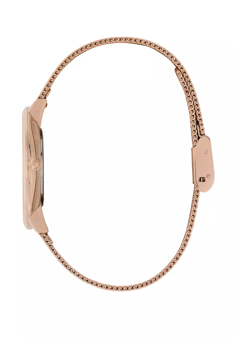 Olivia Burton 35mm Floral Blooms Ultra Slim Blush & Carnation Gold Mesh Watch - 24000116