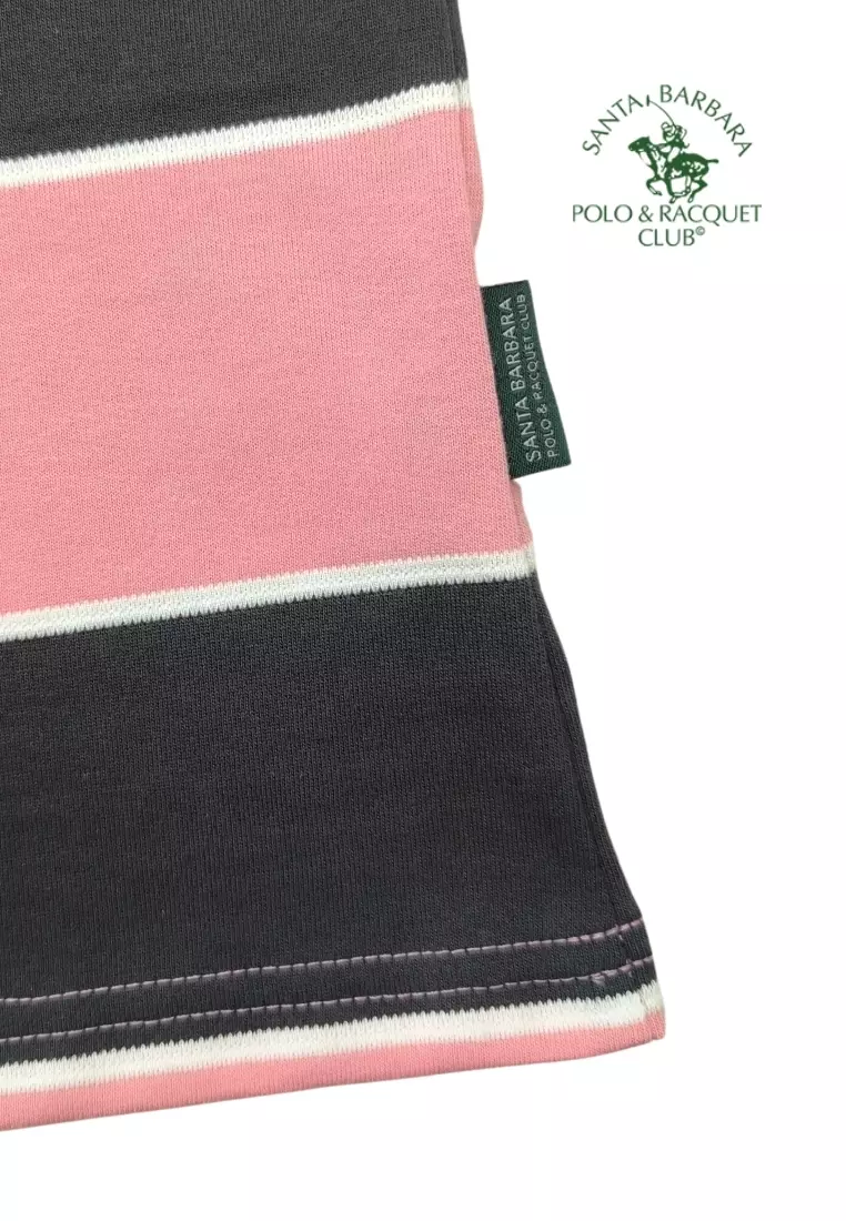 Striped T-Shirt For Men With Logo Embroidery On Chest - Pink