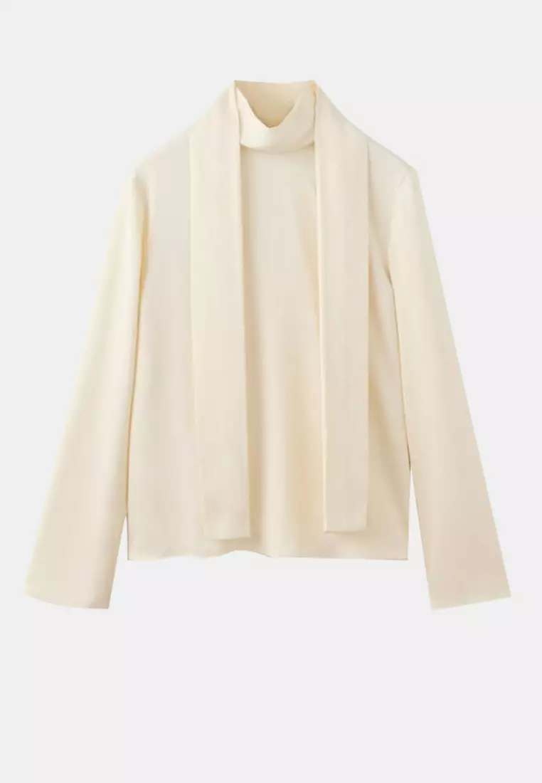 High-Neck Blouse With Scarf Detail