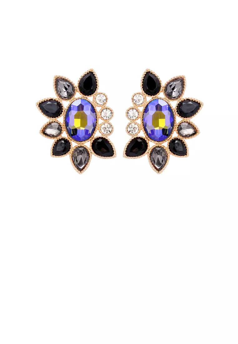 Gold zirconia stud sales earrings