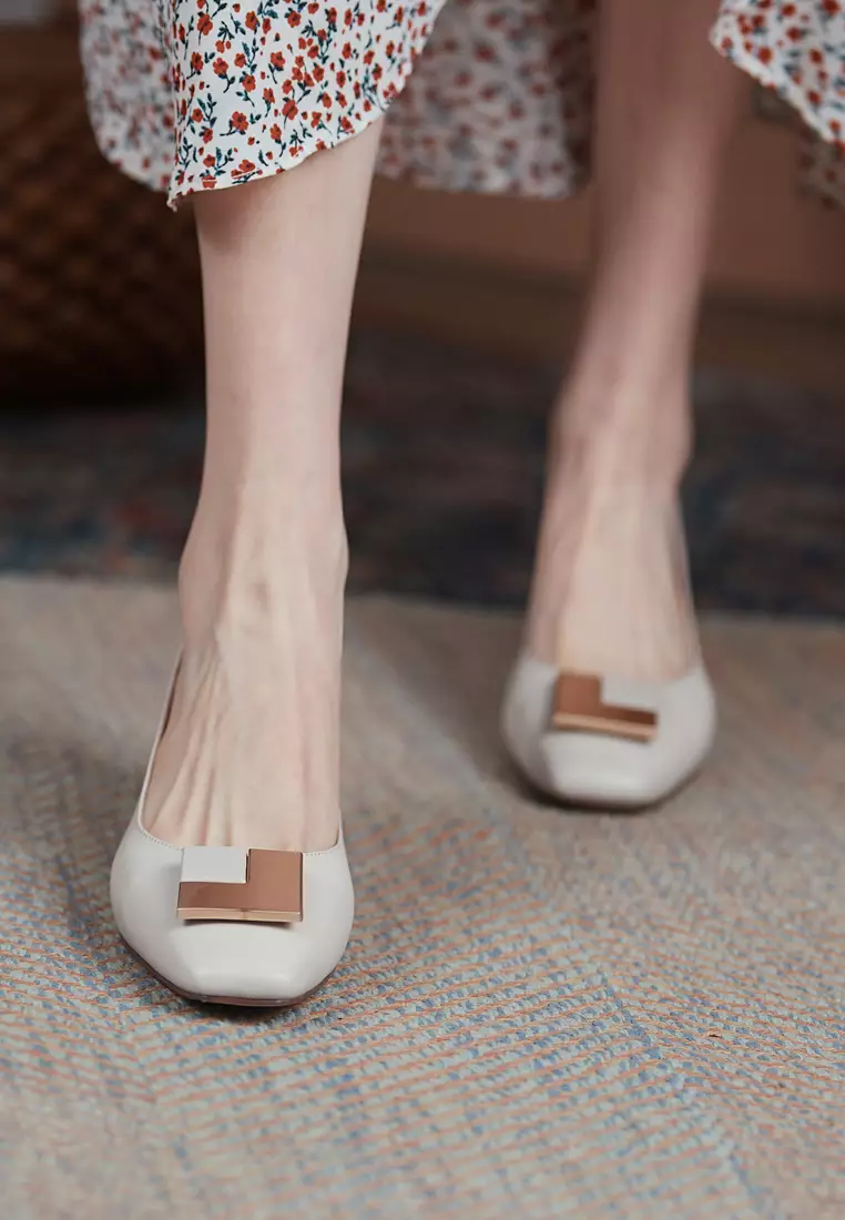 Square Buckle Lamb Leather Pumps BSH1012511
