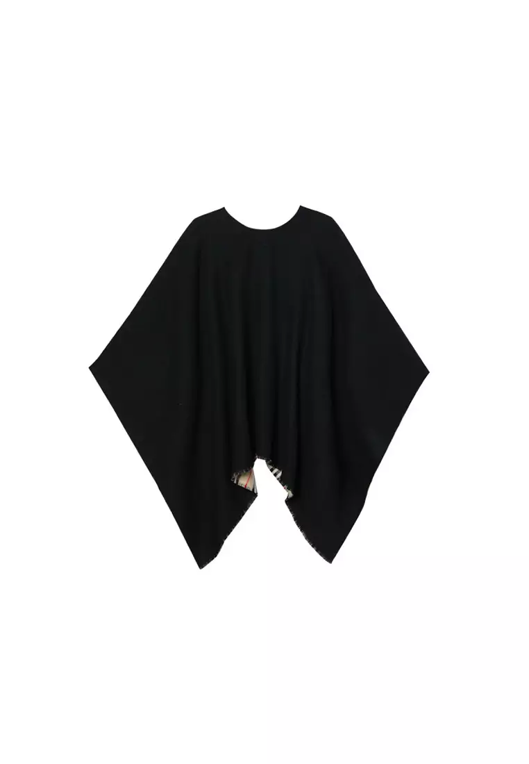 Buy Burberry Women's Reversible Icon Striped Wool Cape in Black ...