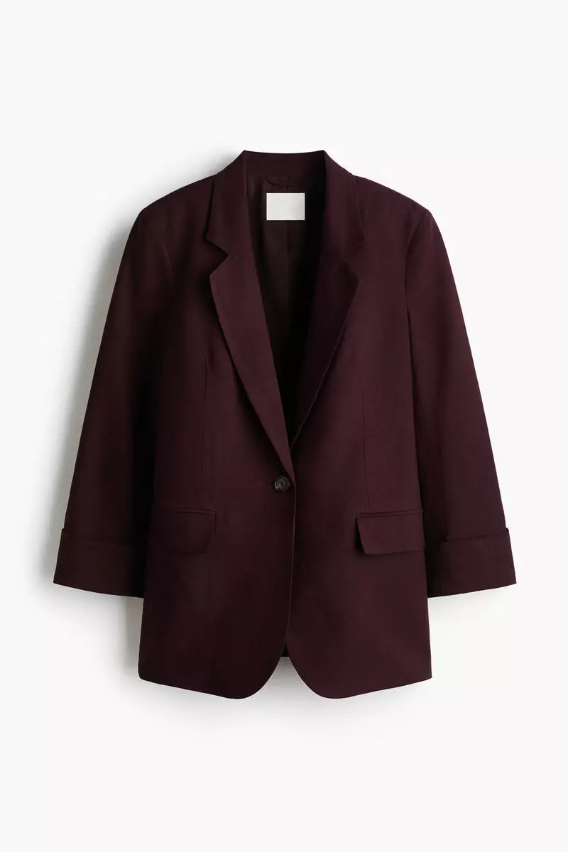 Linen-blend blazer
