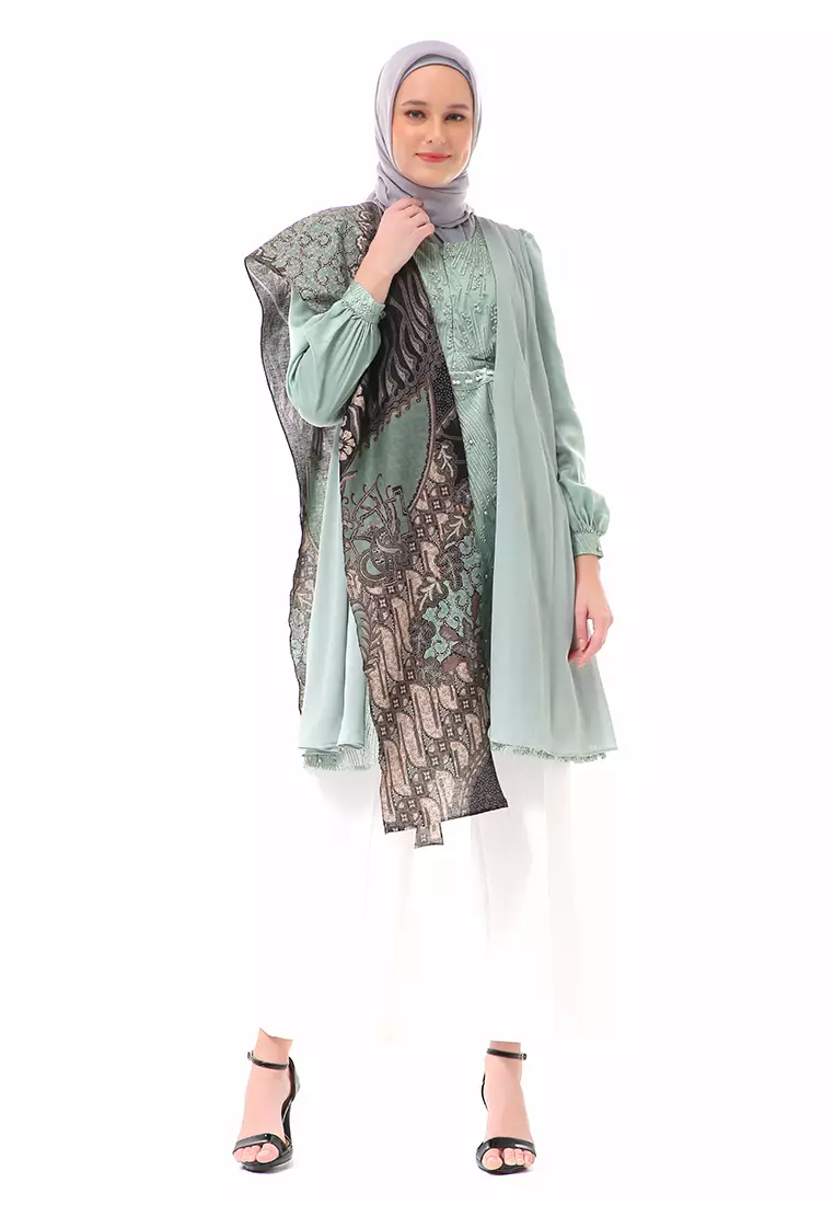 Olivia Long Sleeve Batik Tunik Couple Atasan Wanita Regular fit - Sage Green