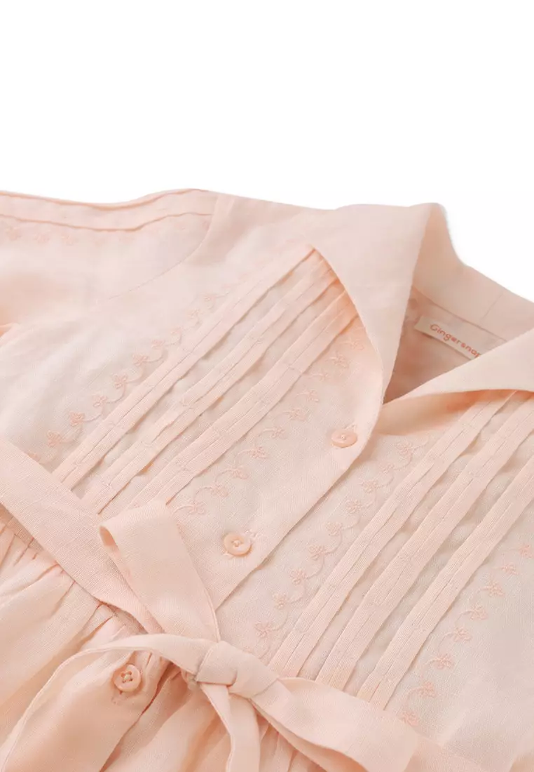 Girls Vera Pintuck Dress With Embroidered Details