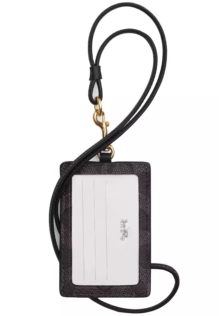 Id Lanyard In Signature Canvas in Walnut/ Black CZ285