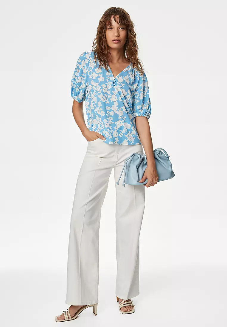 Floral V-Neck Blouse