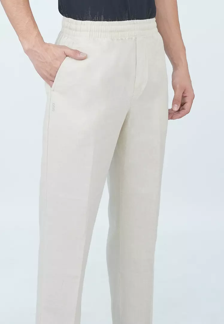 LGS - Celana Kulot Katun - Baggy Pants - Karet Pinggang - Regular Fit - Cream - CKP.578.001.001.C