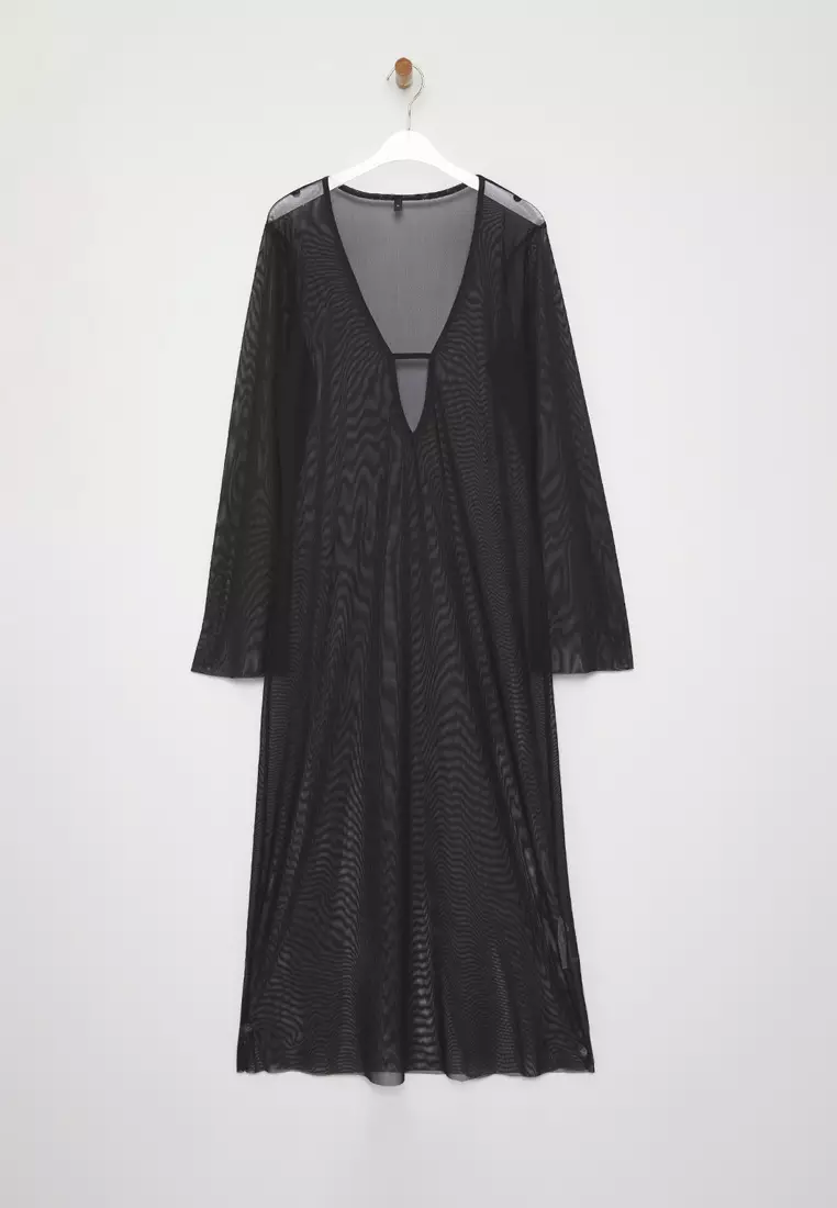 Black Maxi Woven Beach Dress Tbess25El00116
