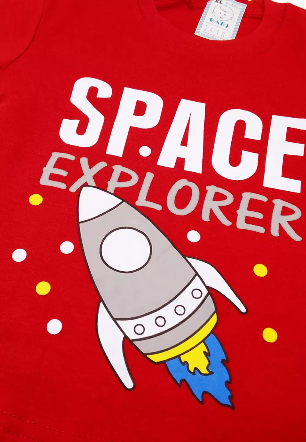 Wakakids Setelan Bayi Laki Laki Baju Lengan Pendek Anak Usia 12 Bulan Hingga 18 Bulan Set Celana Jeans Motif Space Rocket 3418 Navy