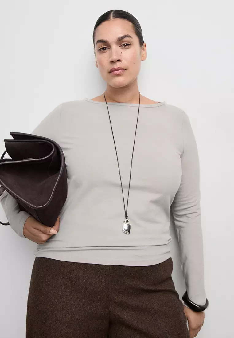 Cotton Boat Neck T-Shirt