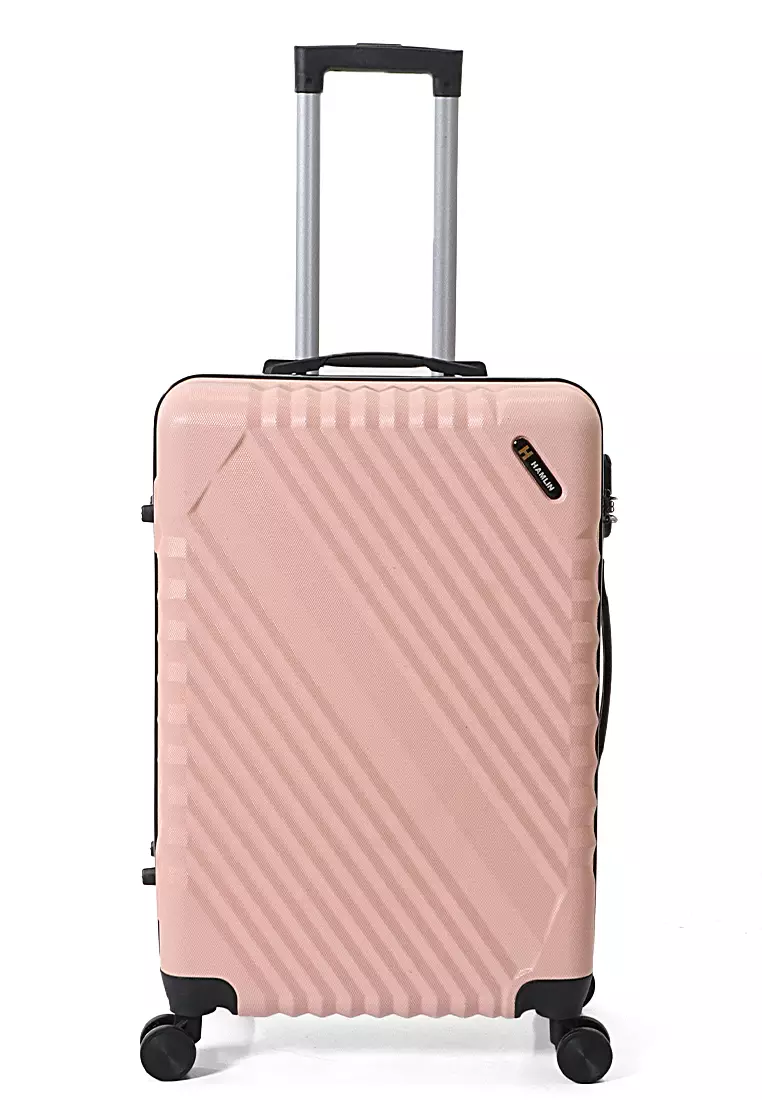 Isvara Tas Koper One Set Unisex Large Compartment Suitcase Number Code Locking Material Fiber ABS ORIGINAL - Pink Tua