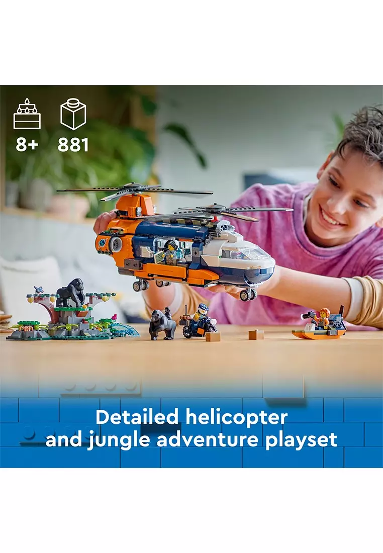City 60437 Jungle Explorer Helicopter at Base Camp, Age 8+, Building Blocks, 2024 (881pcs)