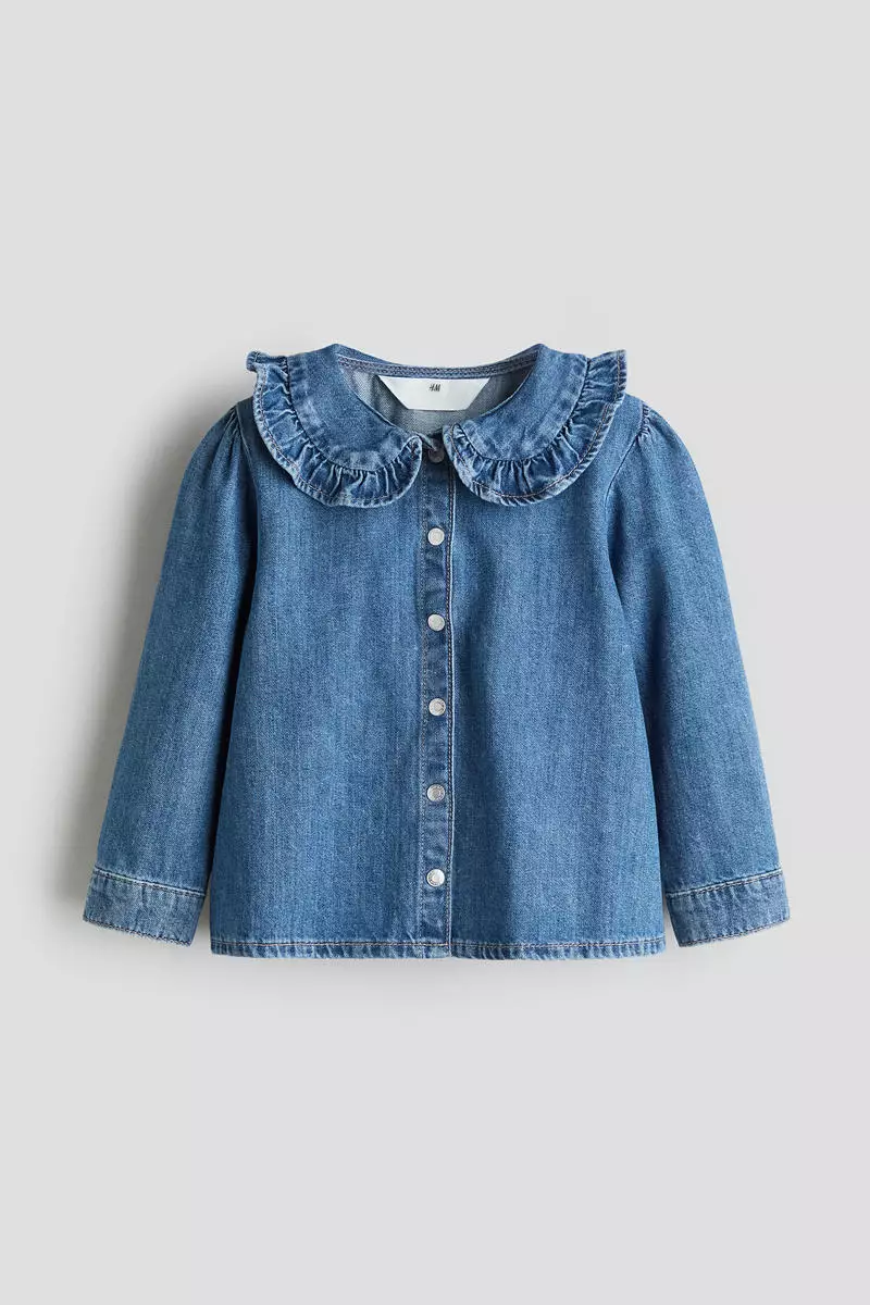 Collared denim blouse