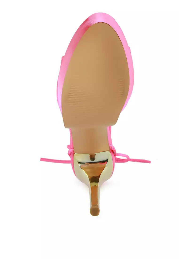 Sandal Tumit Bertali Platform Drama Merah Muda