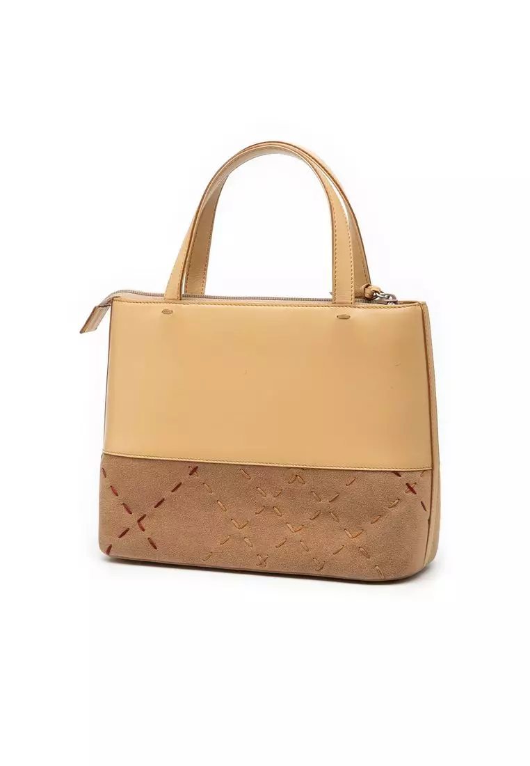 Pre-Loved Burberry Leather And Suede Stitch Tote