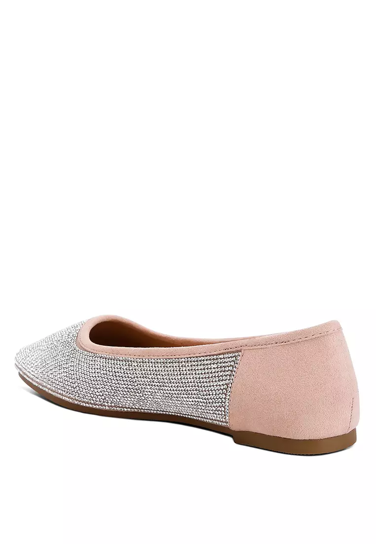 Balerina Berlian Imitasi Berkilauan Merah Muda Muda