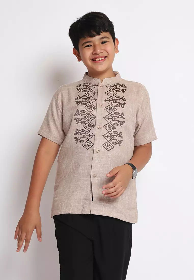 Baju Koko Set Anak Laki Salute Light Brown - MODERN