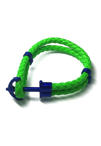 Splice Cufflinks green Grapple Series Bright Green PU Leather Electric Blue Anchor Bracelet SP744AC42XFXSG_1