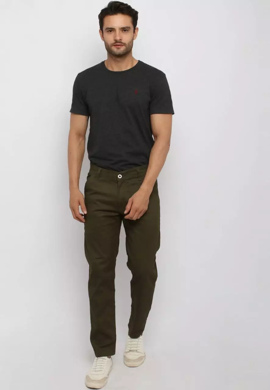 Celana Pria Panjang Chinos Hijau Army Slimfit
