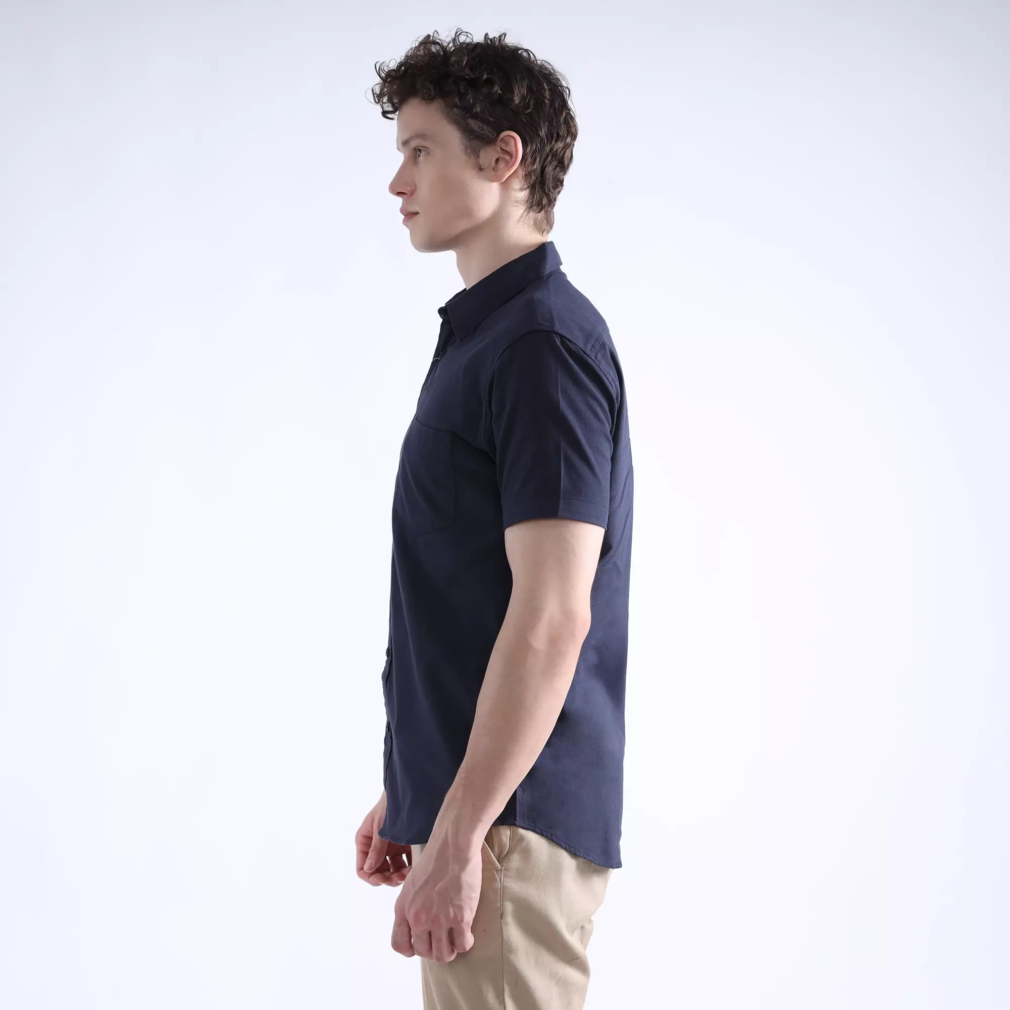 LARUSSO - Kemeja Pria Rami Nael Pendek - Navy