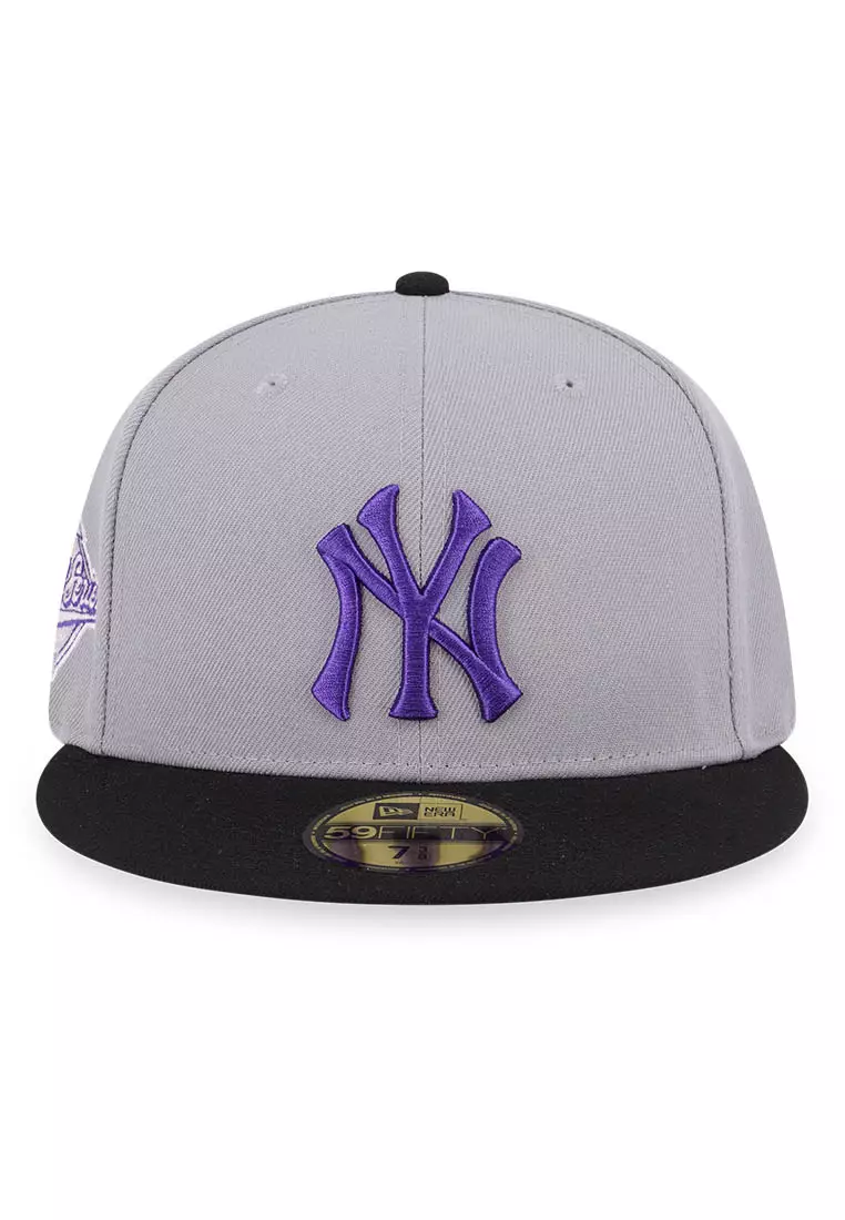 New Era Flat Brim 59FIFTY Side Patch World Series New York Yankees MLB Grey  Fitted Cap