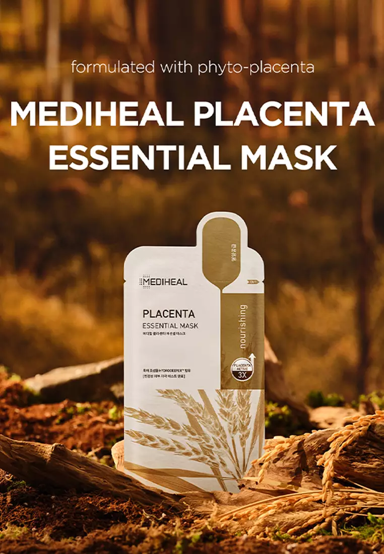Mediheal Placenta Essential Mask Sheet Box (10 Sheets x 24ml), Nourishment, 2022 NEW