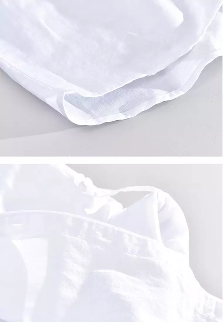 Literary And Simple Round Neck Cotton Linen Shirt WM603